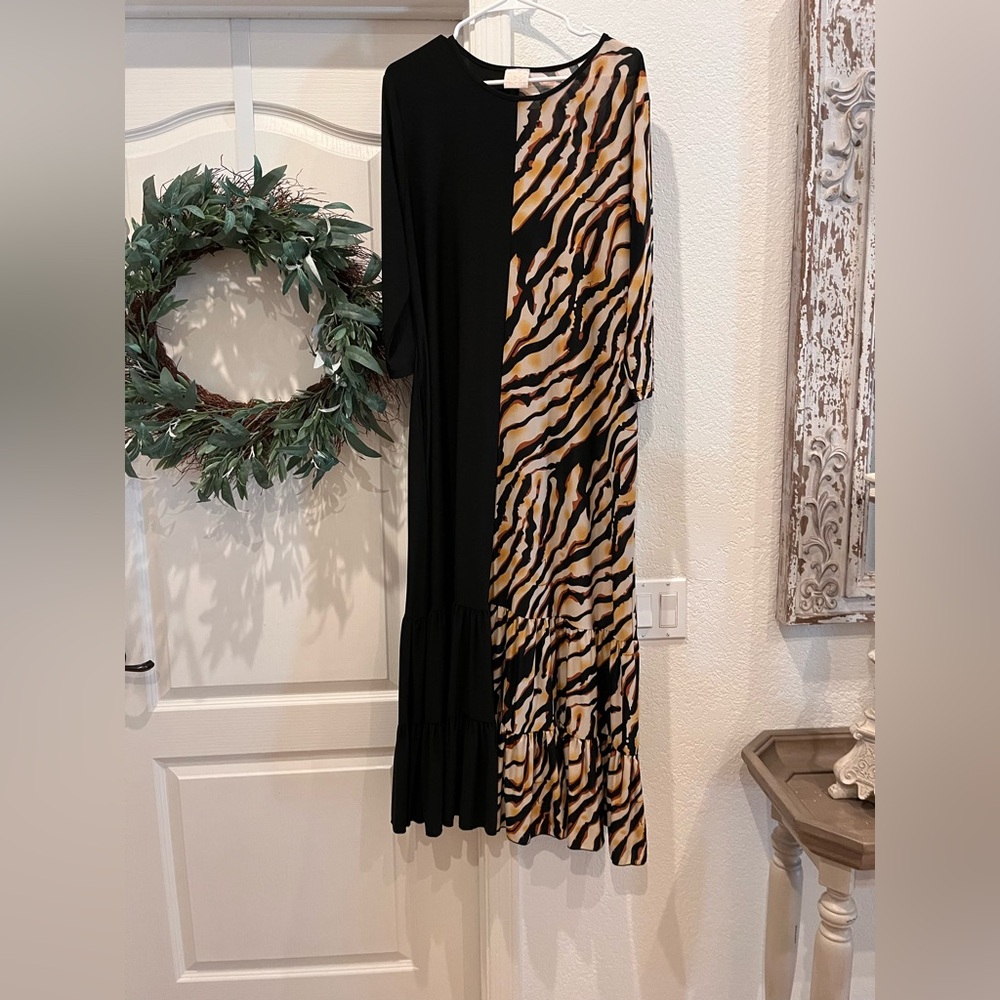 Zadie B’s Black and Animal Print Maxi Dress